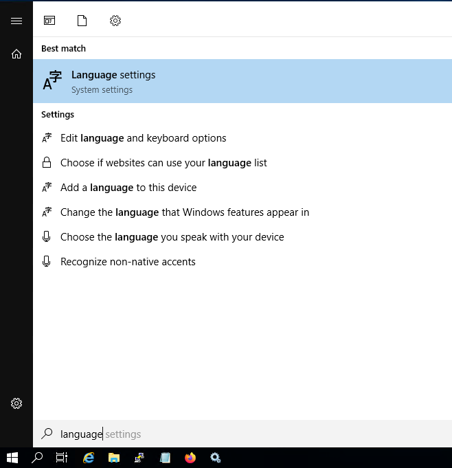 Language settings