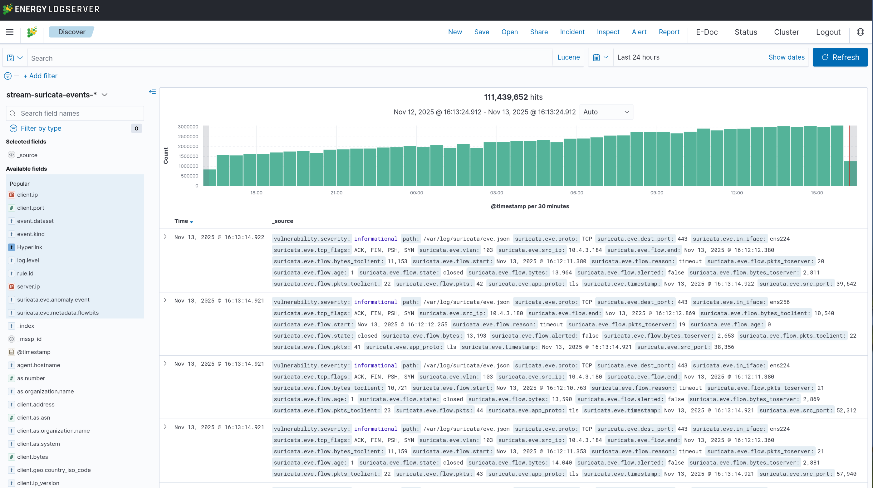 Suricata events in Discover